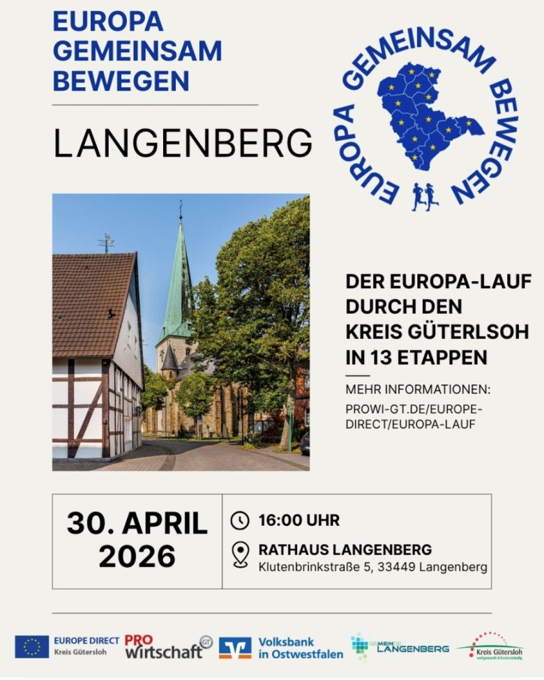 Post zum Europa-Lauf mit Daten in Langenberg