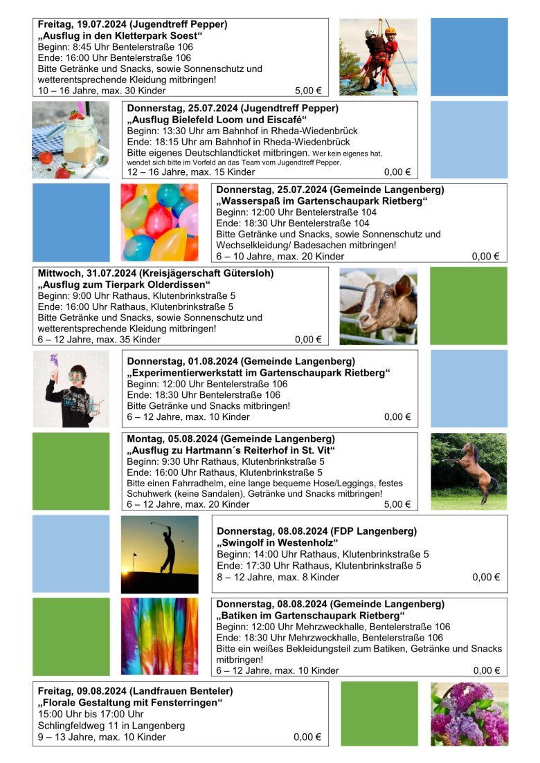 Flyer Seite 3 Ferienspiele in Langenberg 2024