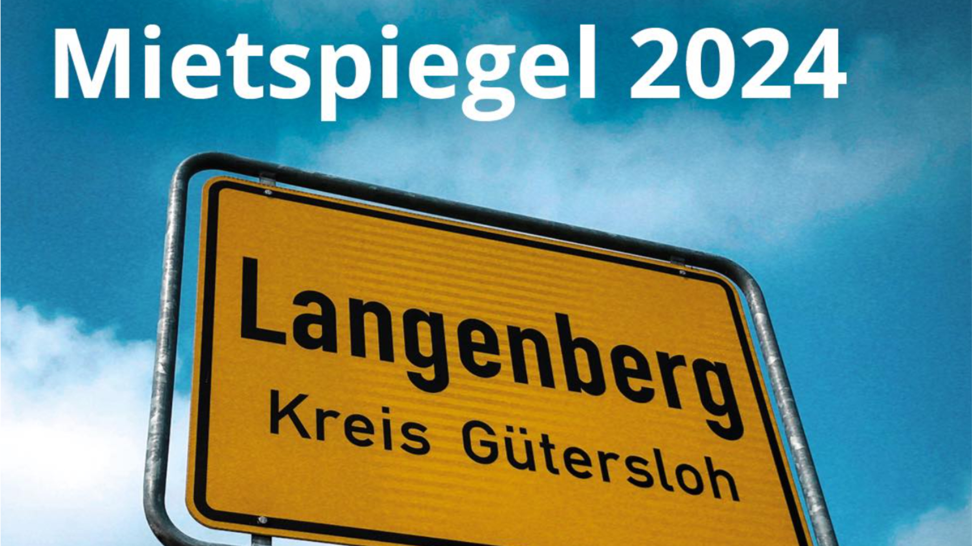 Bild eines Ortschildes mit der Überschrift "Neuer Mietspiegel"