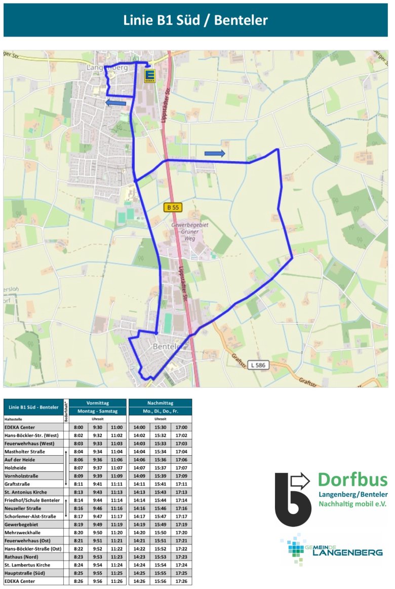 Busplan B1 Übersicht